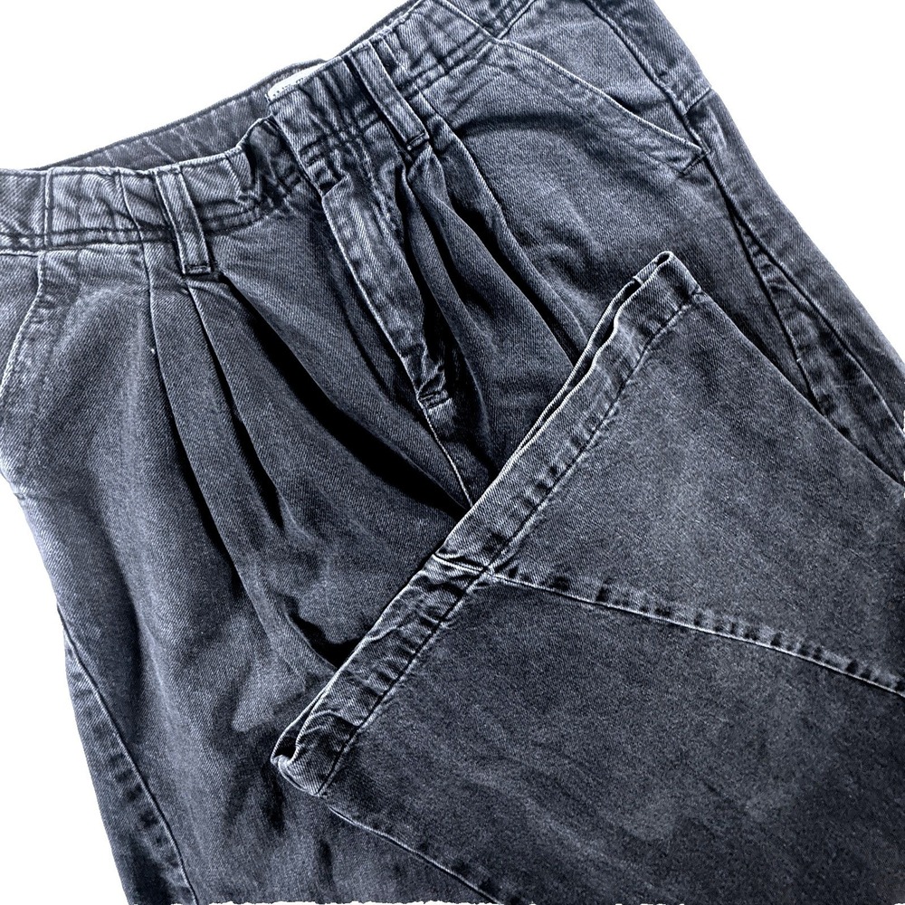 We The Free Equinox Denim Trouser Women 27 Black‎ Wide Leg Pleated High Rise